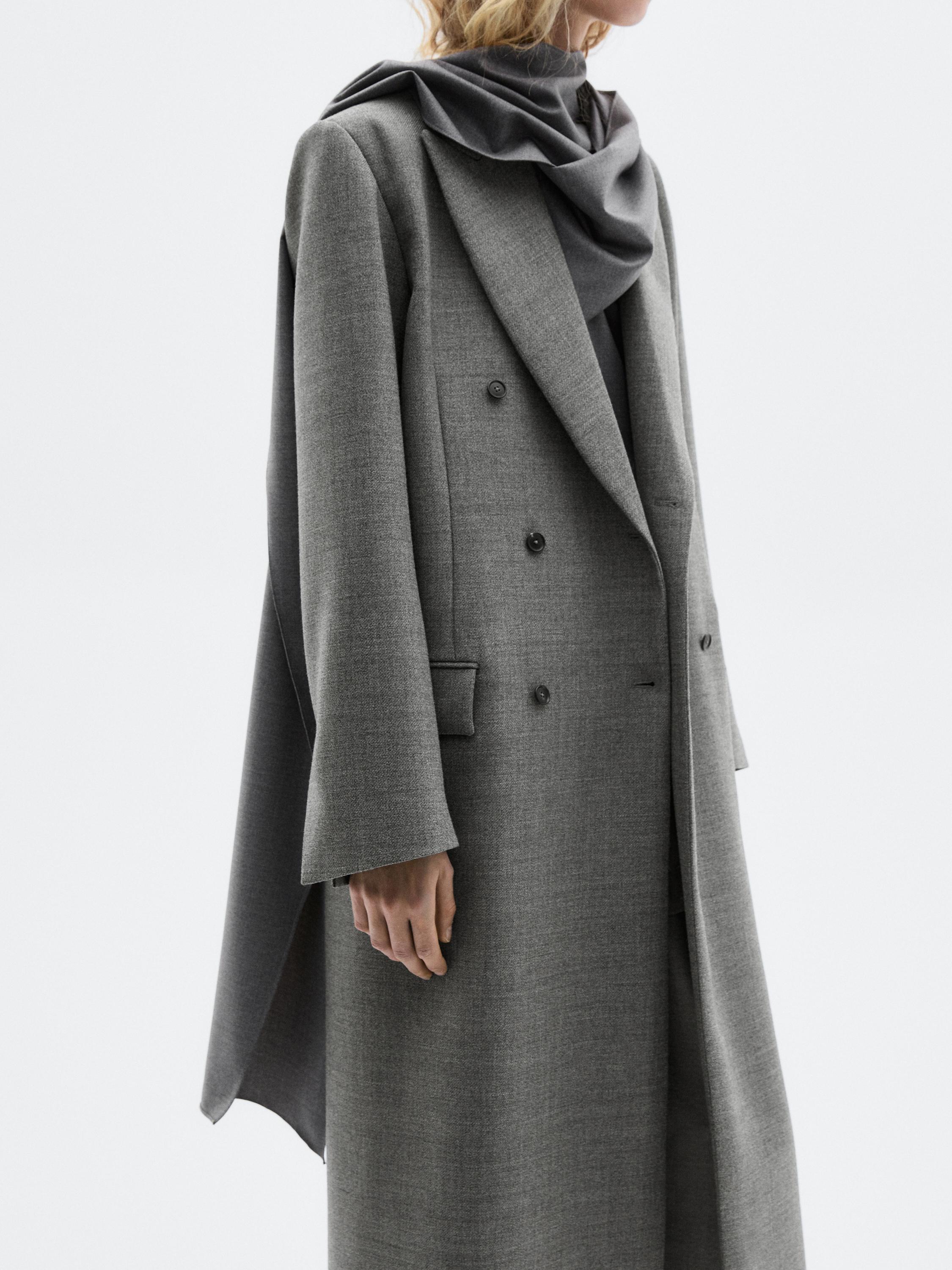Long 100% wool coat with notch lapel - LIMITED